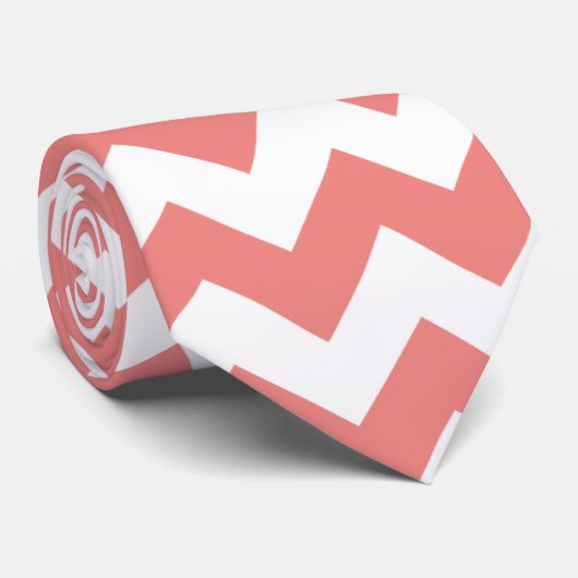 Lichte koraal Chevron strepen Stropdas (Opgerold)