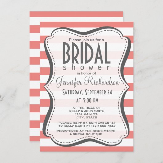 Lichte koraal horizontale strepen kaart (Voorkant / Achterkant)