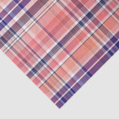 Lichte koraal, marineblauw, witte preppy Madras Ps Tissuepapier (Detail)