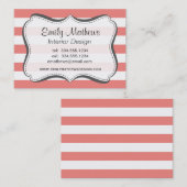 Lichte Koraalrode Horizontale Strepen Visitekaartje (Voorkant / Achterkant)