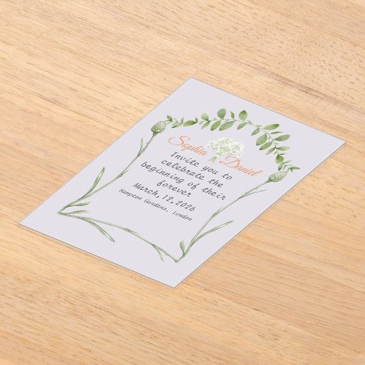 Lichte lavendel acryl bruiloft uitnodiging acryl uitnodigingen (Laagn)