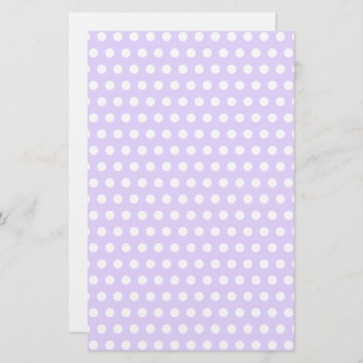 Lichte lavendel met witte pooldots briefpapier (Voorkant / Achterkant)