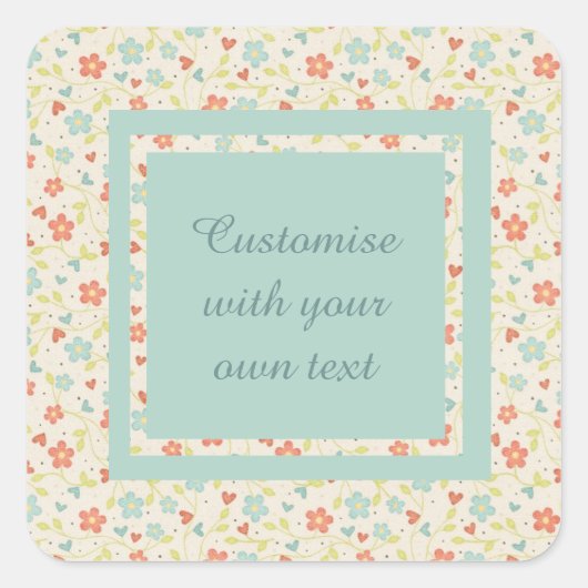  Lichte Lente  Floral Aangepaste Tekst Vierkante Sticker (Voorkant)