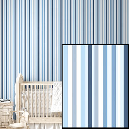 Lichte, Mid & Donkerblauwe strepen Behang