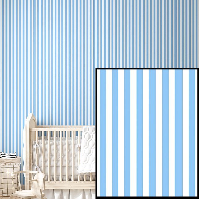 Lichte & middenblauwe lijnen Strepen Behang (Creator heeft geüpload)