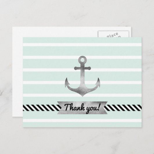 Lichte Munt Waterverf Anker Persoonlijke Tekst Briefkaart (Voorkant / Achterkant)