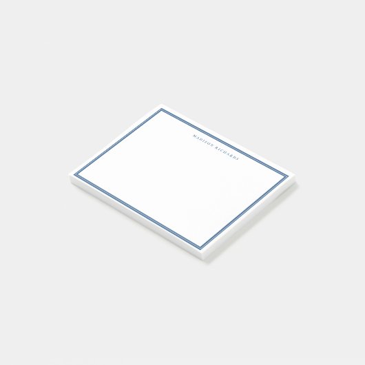 Lichte Navy Blue Border Basic gepersonaliseerd Post-it® Notes (Schuin)