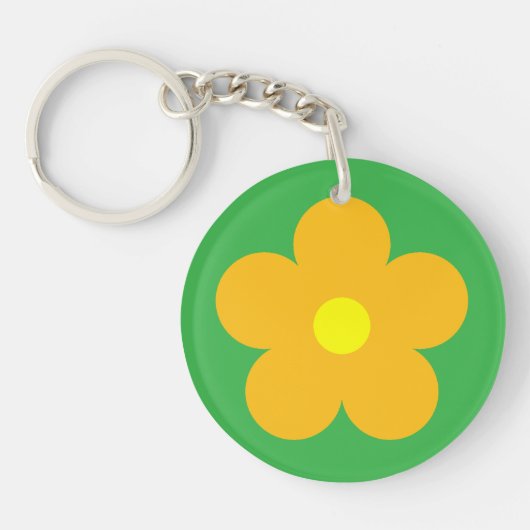 Lichte Oranje bloem Sleutelhanger (Voorkant)