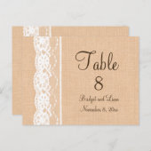 Lichte overlapping en  Lace Table Number Briefkaart (Voorkant / Achterkant)