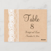 Lichte overlapping en  Lace Table Number Briefkaart (Achterkant)