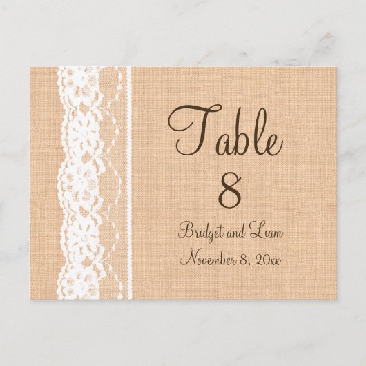 Lichte overlapping en  Lace Table Number Briefkaart (Voorkant)