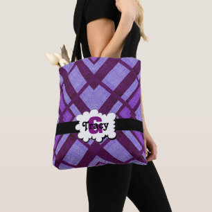 Lichte paarse en paarse levendige monogrammen tas