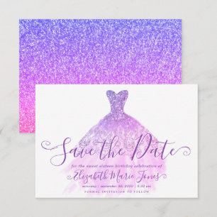 Lichte Paarse Glitter Chic Dress Sweet 16 Verjaard Save The Date