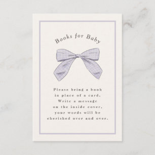 Lichte Paarse Plaid Bow Elegant Baby shower Informatiekaartje