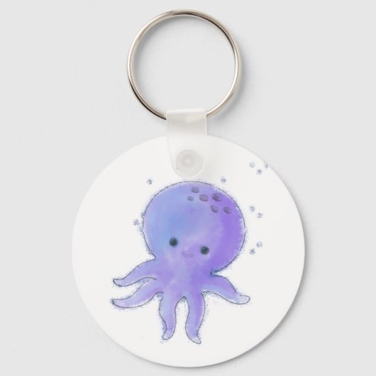 Lichte Paarse Schattigee octopus Waterverf Sleutelhanger (Voorkant)
