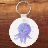Lichte Paarse Schattigee octopus Waterverf Sleutelhanger (Achterkant)