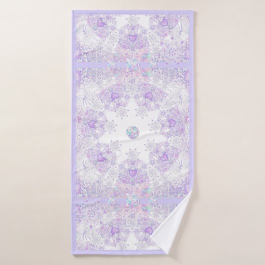 Lichte paarse sneeuwvlok & Glinsterend Hart Badhanddoek (Badhanddoek)