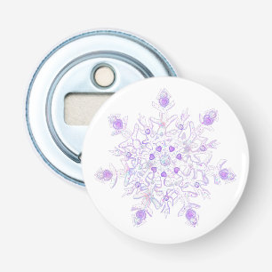 Lichte paarse sneeuwvlok & Glinsterend Hart Button Flesopener