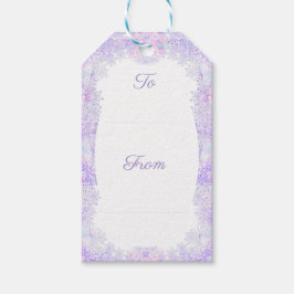 Lichte paarse sneeuwvlok & Glinsterend Hart Cadeaulabel