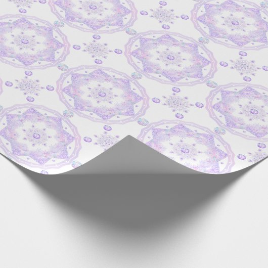 Lichte paarse sneeuwvlok & Glinsterend Hart Cadeaupapier (Hoek)