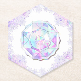 Lichte paarse sneeuwvlok & Glinsterend Hart Kartonnen Onderzetters