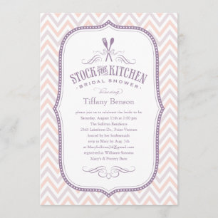 Lichte Paarse Stripes Kitchen Shower-uitnodigingen Kaart