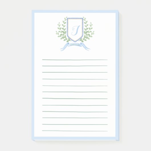 Lichte pap Blauwe Monogram Srest Winkellijst Post-it® Notes (Voorkant)
