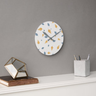 Lichte Pastel Beige Minimalistische Bladeren Patro Ronde Klok