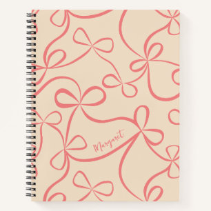 Lichte Pastel Roze Coquette Strik Patroon Aangepas Notitieboek