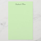 Lichte Pastelgroene Monogramnaam Aangepaste Kleur  Briefpapier (Voorkant)