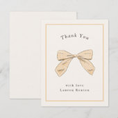 Lichte Peach Plaid Bow Elegant Baby shower Bedankkaart (Voorkant / Achterkant)