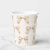 Lichte Peach Plaid Bow Elegant Neutraal Baby showe Papieren Bekers (Links)