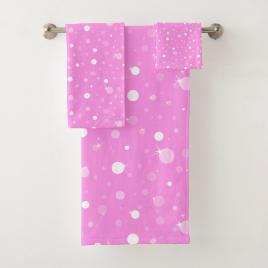 LICHTE PINKSPLATTER AANGEPASTE TOWEL SET BAD HANDDOEK (Insitu)