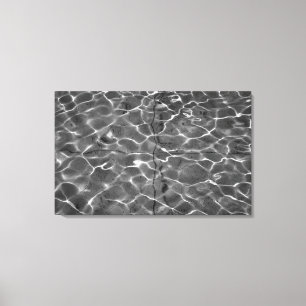 Lichte reflecties op water: zwart en wit canvas afdruk