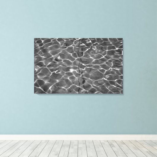 Lichte reflecties op water: zwart en wit canvas afdruk (Insitu (Houten vloer))