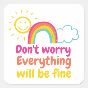 Lichte regenboog, zon en wolken vierkante sticker