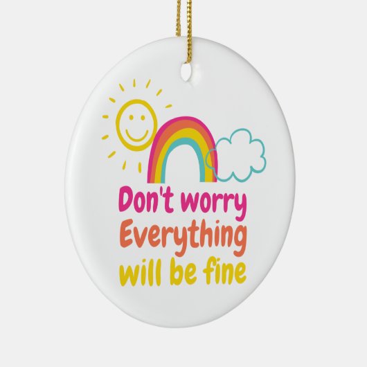 Lichte regenboog, zon en wolkennet keramisch ornament (Rechts)