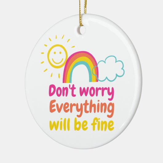 Lichte regenboog, zon en wolkennet keramisch ornament (Links)