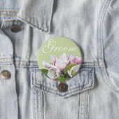 Lichte roze appelbloemen bruiloft ronde button 7,6 cm (In situ)