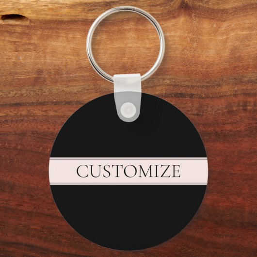 Lichte roze blush streep & elegante bewerkbare tek sleutelhanger (Voorkant)