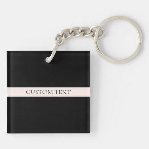 Lichte roze blush streep & elegante bewerkbare tek sleutelhanger