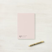 Lichte Roze Gepersonaliseerde Monogram Persoonlijk Post-it® Notes (Op bureau)