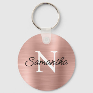 Lichte Roze Gouden Nep-Metalen Folie Monogram Sleutelhanger