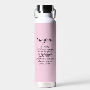 Lichte Roze Moed Bijbelvers Aangepaste Naam Eenvou Waterfles
