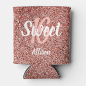 Lichte roze roze roze roze roodbruine glitter op m blikjeskoeler (Voorkant)