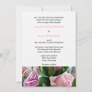 Lichte Roze Rozen Liefde Bruiloft Kaart