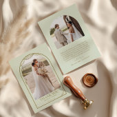 Lichte Sage Groene Boho Beaded Arch Lijst bruiloft Bedankkaart