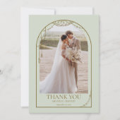 Lichte Sage Groene Boho Beaded Arch Lijst bruiloft Bedankkaart (Voorkant)