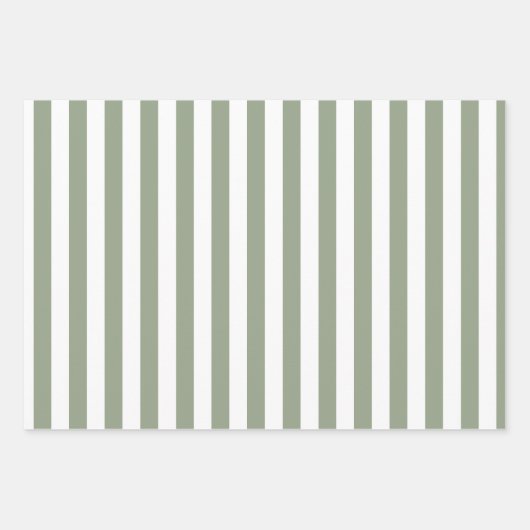 Lichte Sage Groene en Witte Streep Inpakpapier Vel (Voorkant)