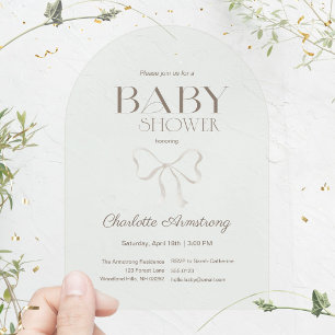 Lichte Saliegroene Aquarel Boog Baby Shower Acryl Uitnodigingen